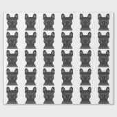 Black French Bulldog Cartoon Head Pattern Geschenkpapier (Flach)