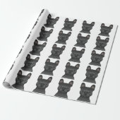 Black French Bulldog Cartoon Head Pattern Geschenkpapier (Ungerollt)