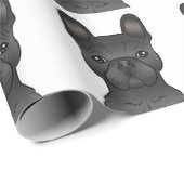 Black French Bulldog Cartoon Head Pattern Geschenkpapier (Rolleneckpunkt)