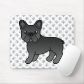 Black French Bulldog Cute Cartoon Dog Mousepad (Mit Mouse)