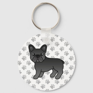 Black French Bulldog Cute Cartoon Dog Schlüsselanhänger
