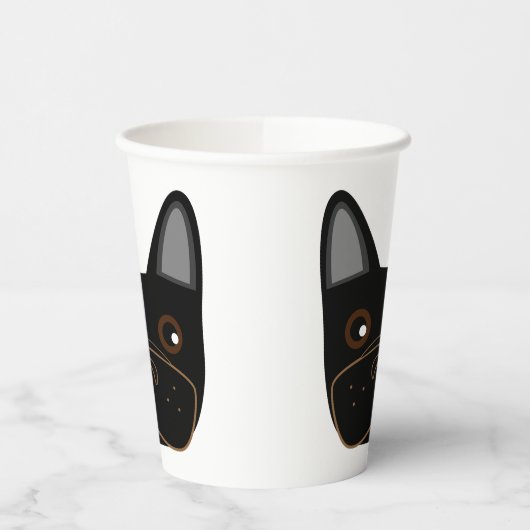 Black French Bulldog Face Pappbecher (Links)