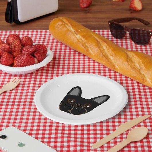 Black French Bulldog Face Pappteller (Picknick)