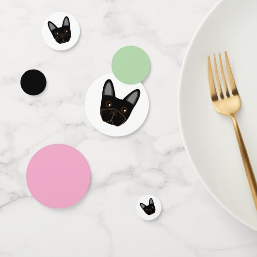 Black French Bulldog Face Table Confetti Konfetti (Gruppe)