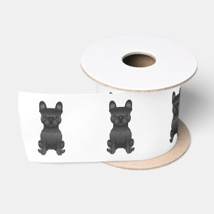 Black French Bulldog / Französischer Niedlicher Ca Satinband
