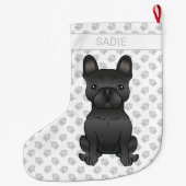Black French Bulldog / Frenchie Cartoon Dog & Name Großer Weihnachtsstrumpf (Rückseite)