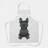Black French Bulldog / Frenchie Cartoon Dog & Name Schürze (Vorderseite)