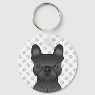 Black French Bulldog / Frenchie Cartoon Dog Schlüsselanhänger