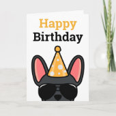 Black French Bulldog Happy Birthday Card Karte (Vorderseite)
