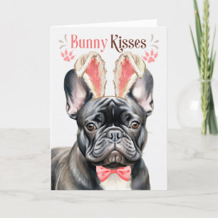 Black French Bulldog in Bunny Ears für Ostern Feiertagskarte