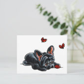 Black French Bulldog Ladybug Postkarte (Stehend Vorderseite)