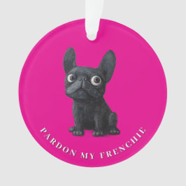 Black French Bulldog niedlich Illustration Neon pi Ornament