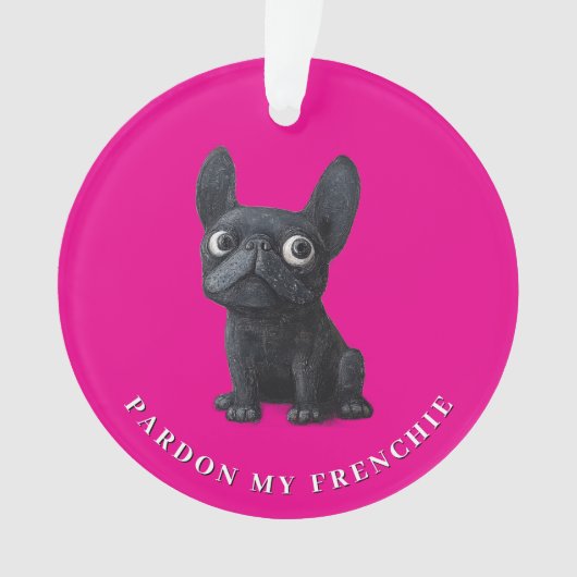 Black French Bulldog niedlich Illustration Neon pi Ornament (Vorderseite)