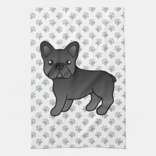 Black French Bulldog Niedlicher Cartoon Dog Geschirrtuch