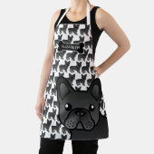 Black French Bulldog Niedlicher Cartoon Dog & Name Schürze (InSitu)