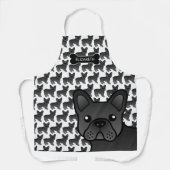 Black French Bulldog Niedlicher Cartoon Dog & Name Schürze (Vorderseite)