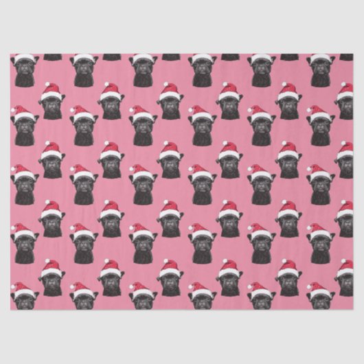 Black French Bulldog Pink Christmas Tissue Paper Seidenpapier (Vorderseite)