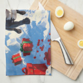 Black French Bulldog Weihnachten Weihnachtsfest Sc Geschirrtuch (Viertel Falte)