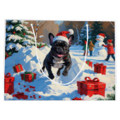 Black French Bulldog Weihnachten Weihnachtsfest Sc Große Geschenktüte (Rückseite)