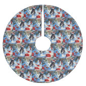 Black French Bulldog Weihnachten Weihnachtsfest Sc Polyester Weihnachtsbaumdecke (Vorderseite)