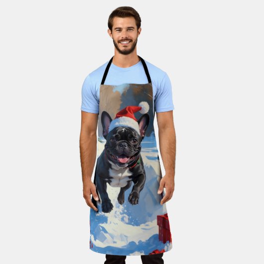 Black French Bulldog Weihnachten Weihnachtsfest Sc Schürze (Getragen)