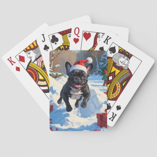 Black French Bulldog Weihnachten Weihnachtsfest Sc Spielkarten (Rückseite)