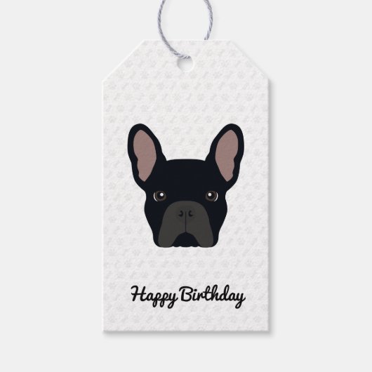 Black French Bulldog zum Geburtstag Geschenkanhänger (Vorderseite)