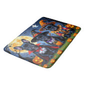 Black French Bulldogs Pumpkin Halloween Funny Funn Badematte (Schrägansicht)