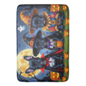 Black French Bulldogs Pumpkin Halloween Funny Funn Badematte (Vorderseite Vertikal)