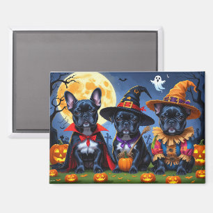 Black French Bulldogs Pumpkin Halloween Funny Funn Magnet