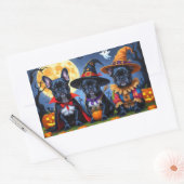 Black French Bulldogs Pumpkin Halloween Funny Funn Rechteckiger Aufkleber (Umschlag)
