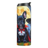 Black French Bulldogs Pumpkin Halloween Funny Funn Thermosbecher (Nach links gedreht)