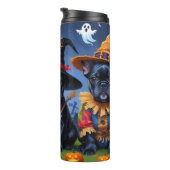 Black French Bulldogs Pumpkin Halloween Funny Funn Thermosbecher (Nach rechts gedreht)