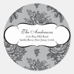 Black French Lace Address Wedding Sticker