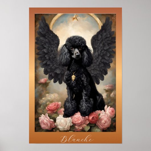 Black French Poodle Klassisches Portrait Poster (Vorne)