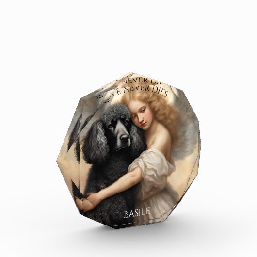 Black French Poodle-Liebe stirbt nie an Gedenkstät Fotoblock (Links)