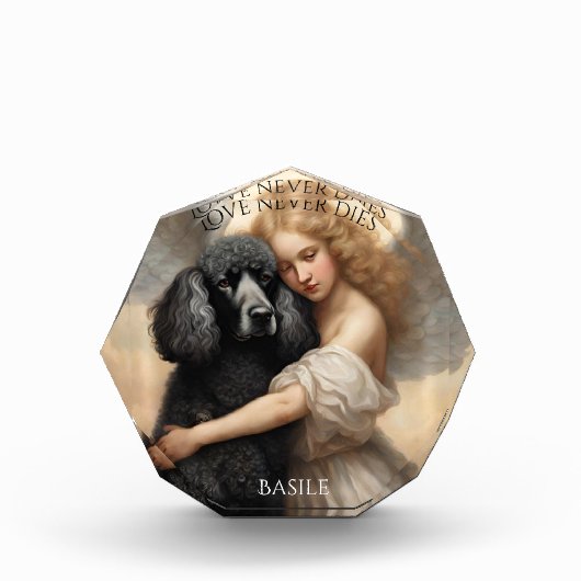 Black French Poodle-Liebe stirbt nie an Gedenkstät Fotoblock (Vorderseite)