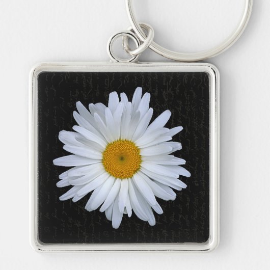 Black French Script & Daisy - Schlüsselanhänger (Vorne)
