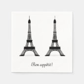 Black French Theme Eiffel Towers Serviette (Vorderseite)