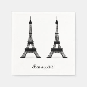 Black French Theme Eiffel Towers Serviette