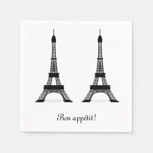 Black French Theme Eiffel Towers Serviette (Vorderseite)