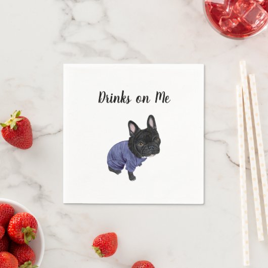 Black Frenchie Cocktail Napkins Serviette (Beispiel)