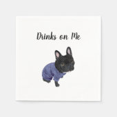 Black Frenchie Cocktail Napkins Serviette (Vorderseite)
