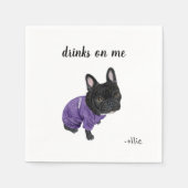 Black Frenchie Cocktail Napkins Serviette (Vorderseite)