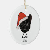 Black Frenchie Weihnachtsmannmütze Weihnachts-Orna Keramik Ornament (Rechts)