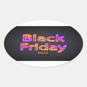 Black Friday Deal (Neon/Gold) Ovaler Aufkleber