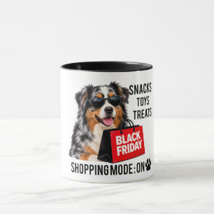 Black Friday Einkaufsmodus Ein Australian Shepherd Tasse