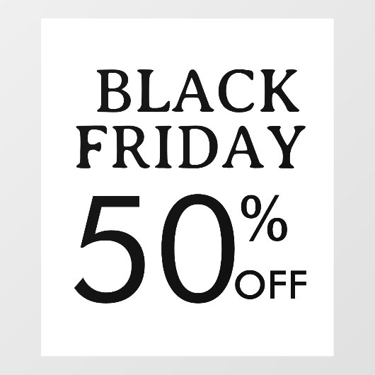 Black Friday Logo | Minimaler weißer Verkauf Fensteraufkleber (Blatt)