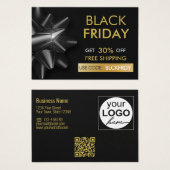 Black Friday Sale Classy Bow QR Code Discount Card (Vorne & Hinten)