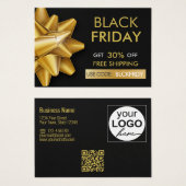 Black Friday Sale Gold Bow QR Code Rabattkarte (Vorne & Hinten)